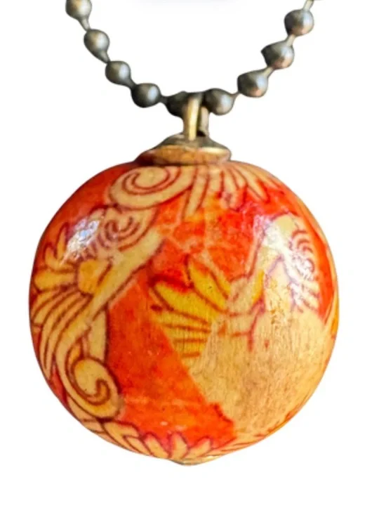 Handmade Orange Bead Necklace - Picture 3 of 3